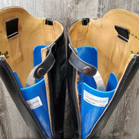 Dressage Boots, Zips, Blue Forms, Blue Boot Bag *vgc, dusty, rubs, scratches, aftermarket zips? (inside tabs)