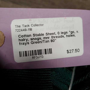 Cotton Stable Sheet, 0 legs *gc, v. hairy, snags, mnr threads, holes, frays