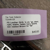 FS Leather Girth, 1x els *gc, clean, rubs, stains, faded, hairy seams, mnr residue