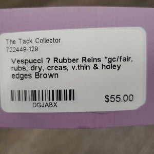 Rubber Reins *gc/fair, rubs, dry, creas, v.thin & holey edges
