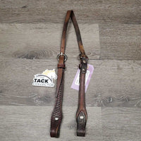 Tooled Leather Western Cheekpieces, Light Crown, chicago screws *vgc, clean, mnr residue?dirt, rust, stains & scrapes