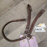 Double Leather Western Headstall Pieces ONLY: 16" Crown, 2 Cheek Pieces *gc, dirty, green residue, scrapes, dry
