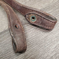 Double Leather Western Headstall Pieces ONLY: 16" Crown, 2 Cheek Pieces *gc, dirty, green residue, scrapes, dry
