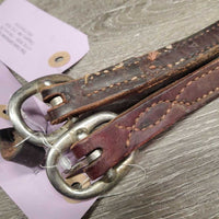 Double Leather Western Headstall Pieces ONLY: 16" Crown, 2 Cheek Pieces *gc, dirty, green residue, scrapes, dry
