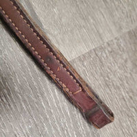 Double Leather Western Headstall Pieces ONLY: 16" Crown, 2 Cheek Pieces *gc, dirty, green residue, scrapes, dry
