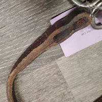 Double Leather Western Headstall Pieces ONLY: 16" Crown, 2 Cheek Pieces *gc, dirty, green residue, scrapes, dry
