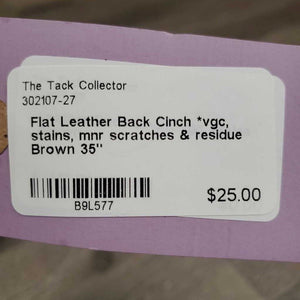 Flat Leather Back Cinch *vgc, stains, mnr scratches & residue