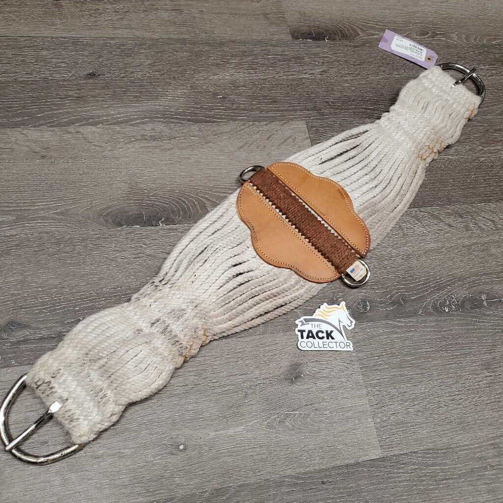 27 String Wide - Roper Western Cinch, 2x D Rings, Leather Center *gc, dirty, stains, hairy, rust