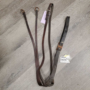 Flat Running Martingale *fair/poor, dirty, cut/broken end, older, dry, v.rusty, stiff, cracking