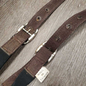Nylon & Elastic Side Reins *gc, rust, dirt, edge rubs, oxidized, older, stretched elastic