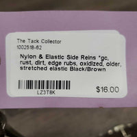 Nylon & Elastic Side Reins *gc, rust, dirt, edge rubs, oxidized, older, stretched elastic

