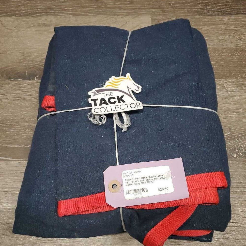 Closed Front Denim Stable Sheet *gc, repairs, dirt, stains, mnr snags, marker
