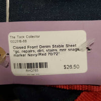 Closed Front Denim Stable Sheet *gc, repairs, dirt, stains, mnr snags, marker