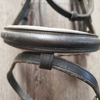 Rsd Padded Dressage Bridle, Crank, Flash *gc, fair, older, stains, dirty, loose clinkers, stiff, dry, scraped edges, tight keeper