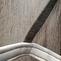 Rsd Padded Dressage Bridle, Crank, Flash *gc, fair, older, stains, dirty, loose clinkers, stiff, dry, scraped edges, tight keeper
