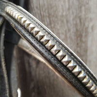 Rsd Padded Dressage Bridle, Crank, Flash *gc, fair, older, stains, dirty, loose clinkers, stiff, dry, scraped edges, tight keeper