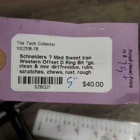 Med Sweet Iron Western Offset D Ring Bit *gc, clean & mnr dirt?residue, rubs, scratches, chews, rust, rough
