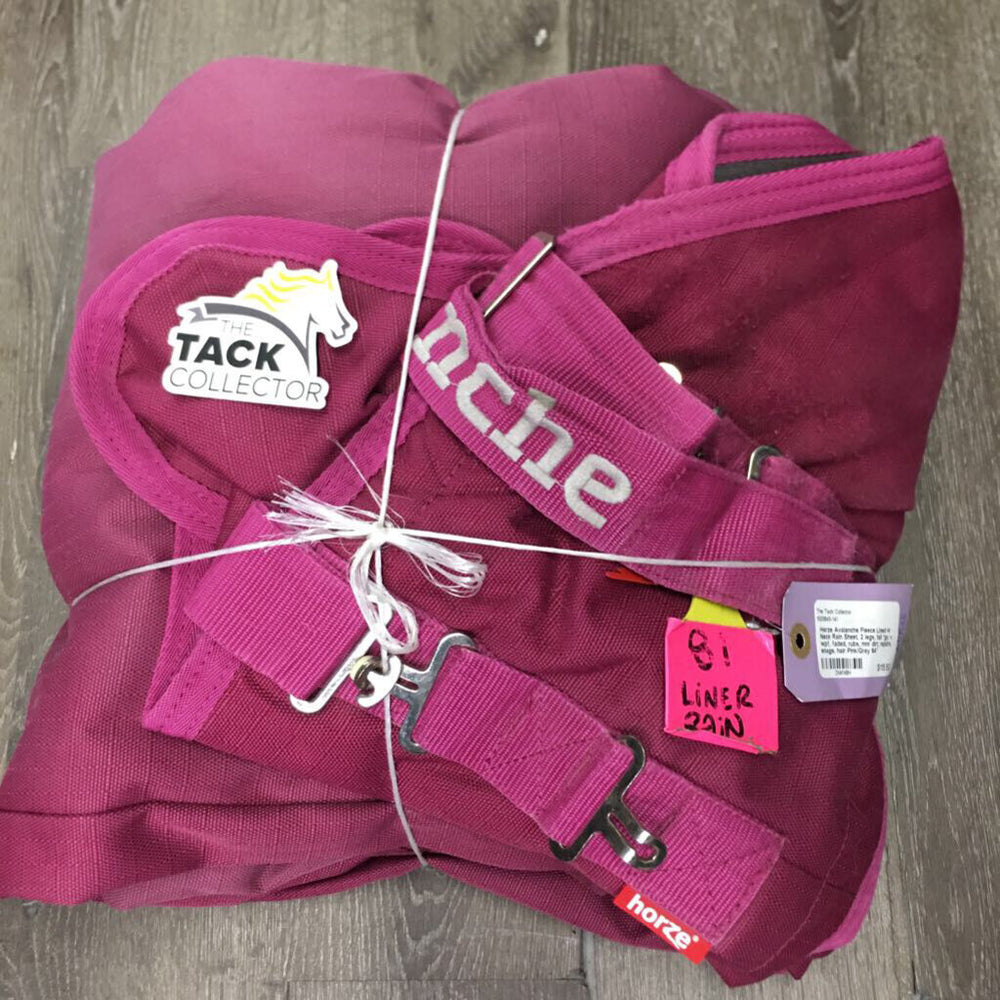 Fleece Lined Hi Neck Rain Sheet, 2 legs, tail *gc, v. wpf, faded, rubs, mnr dirt, repairs, snags, hair