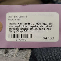 Rain Sheet, 2 legs *gc/fair, mnr wpf, older, repairs, dirt, dust, threads, snags, smells, rubs, hair
