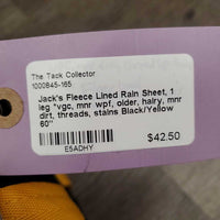 Fleece Lined Rain Sheet, 1 leg *vgc, mnr wpf, older, hairy, mnr dirt, threads, stains
