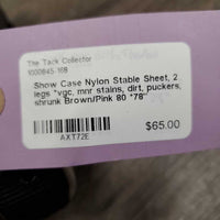 Nylon Stable Sheet, 2 legs *vgc, mnr stains, dirt, puckers, shrunk