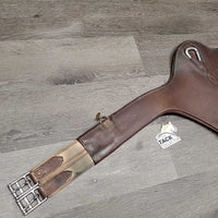Lg Leather Belly Girth, 2x Elastics, 2x D Rings, Caribiner *gc, clean, hairy, rubs, scrapes, stains, older

