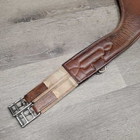Lg Leather Belly Girth, 2x Elastics, 2x D Rings, Caribiner *gc, clean, hairy, rubs, scrapes, stains, older
