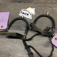 Pr Blunt End Spurs, Rubber Sides, Leather Spur Straps *gc/fair, dirty, taped
