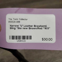 Narrow 'U' Leather Browband, Bling *like new
