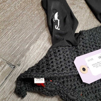 Crochet Ear Bonnet Fly Veil, piping, string *like new, mnr hair, creased nose, mnr edge threads