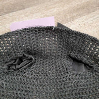 Crochet Ear Bonnet Fly Veil, piping, string *like new, mnr hair, creased nose, mnr edge threads
