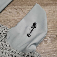 Crochet Fly Veil Ear Bonnet, piping *like new, puckered
