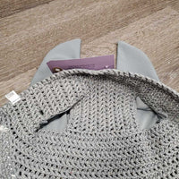 Crochet Fly Veil Ear Bonnet, piping *like new, puckered
