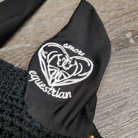 Crochet Fly Veil Ear Bonnet, piping *like new, puckered, mnr dirt?residue & hair