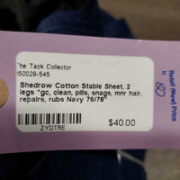 Cotton Stable Sheet, 2 legs *gc, clean, pills, snags, mnr hair, repairs, rubs

