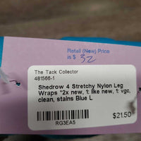 4 Stretchy Nylon Leg Wraps *2x new, 1: like new, 1: vgc, clean, stains