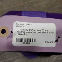 3 Stretchy Cotton Leg Wraps *vgc/xc, clean, mnr hair, dirt & stain