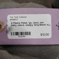 4 Fleece Polos *gc, clean, mnr hairy velcro, clumpy