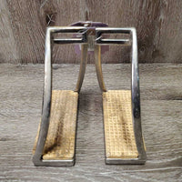 Hvy Forward Turned - Offset Wide Base Stirrup Irons, grips *gc, 1-v.dirty, scratches, yellowed
