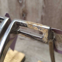 Hvy Forward Turned - Offset Wide Base Stirrup Irons, grips *gc, 1-v.dirty, scratches, yellowed

