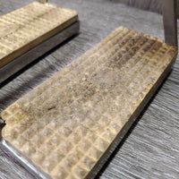 Hvy Forward Turned - Offset Wide Base Stirrup Irons, grips *gc, 1-v.dirty, scratches, yellowed