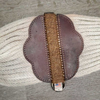 "Pool's?" 27 Cotton?Mohair String Wide Cinch, Leather, 2x D Rings *gc, clean, stains, rust, rubs, gunk
