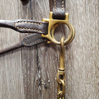Fine Soft Rolled Leather Gaited Horse Show Halter, Fine Leather Shank, Fine Brass Nose Chain *vgc, mnr residue & brass stains
