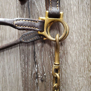 Fine Soft Rolled Leather Gaited Horse Show Halter, Fine Leather Shank, Fine Brass Nose Chain *vgc, mnr residue & brass stains