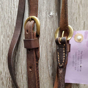 Fine Soft Rolled Leather Gaited Horse Show Halter, Fine Leather Shank, Fine Brass Nose Chain *vgc, mnr residue & brass stains