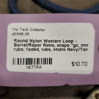 Round Nylon Western Loop - Barrel/Roper Reins, snaps *gc, mnr rubs, faded, rubs, stains
