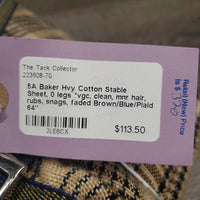 Hvy Cotton Stable Sheet, 0 legs *vgc, clean, mnr hair, rubs, snags, faded