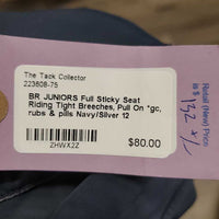 JUNIORS Full Sticky Seat Riding Tight Breeches, Pull On *gc, rubs & pills