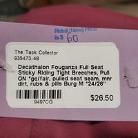 Full Seat Sticky Riding Tight Breeches, Pull ON *gc/fair, pulled seat seam, mnr dirt, rubs & pills