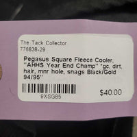 Square Fleece Cooler, "AHHS Year End Champ" *gc, dirt, hair, mnr hole, snags

